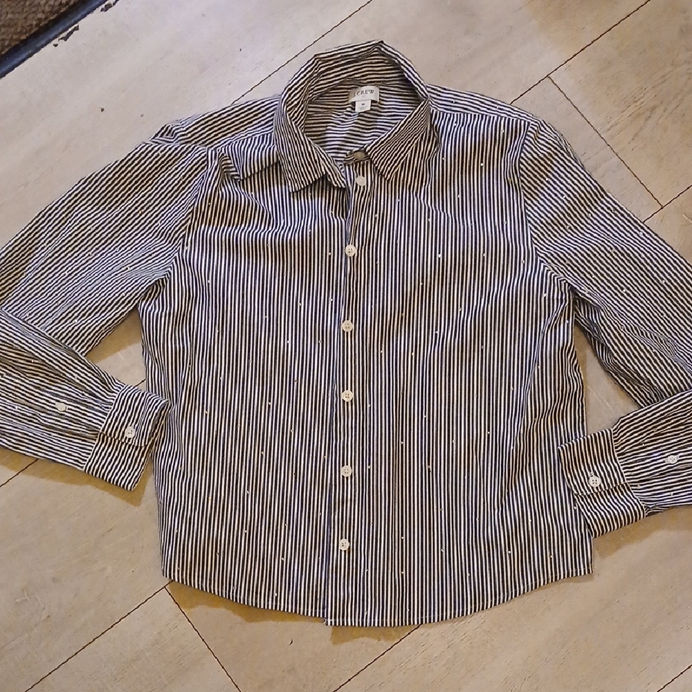 J. Crew Blue & White Vertical Stripe Button-Down Shirt